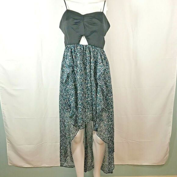 BCBGeneration Dress Womens Sz 6 Black Blue Sleeveless Hi-Low Sundress - Picture 1 of 10